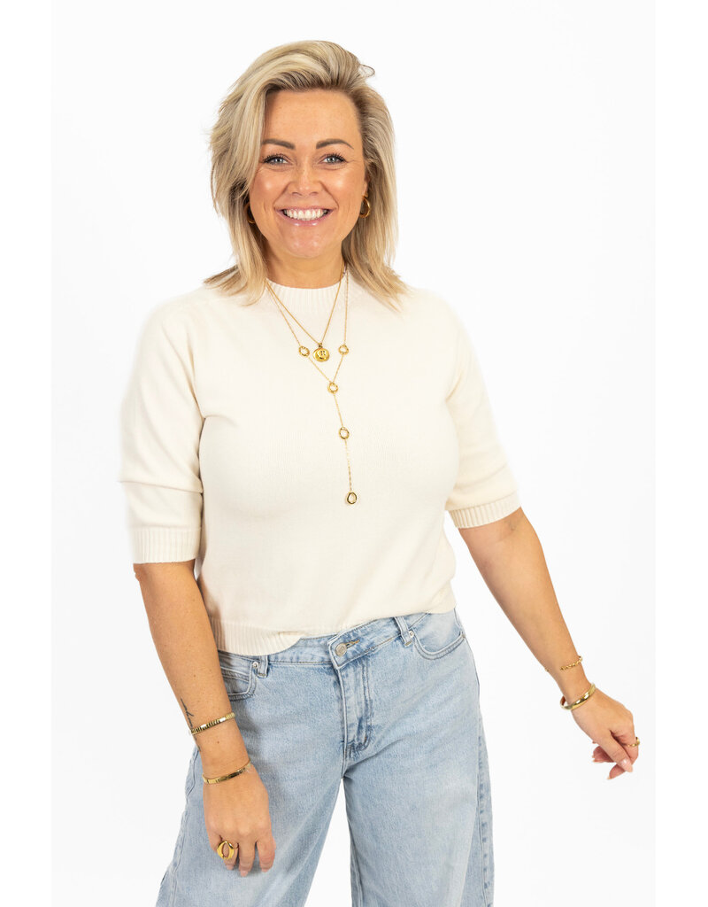 21Jewelz Fijn gebreid truitje met korte mouw  - ecru