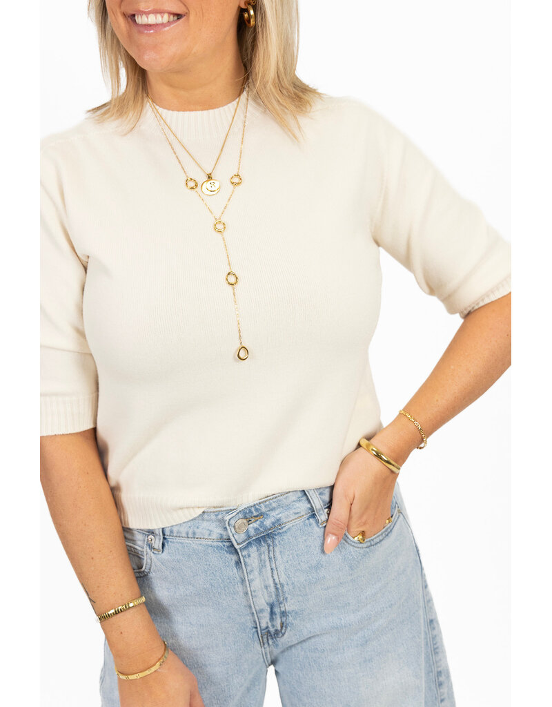 21Jewelz Fijn gebreid truitje met korte mouw  - ecru