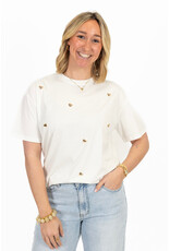 21Jewelz T-Shirt met stud hartjes - wit