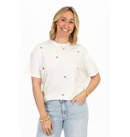 21Jewelz T-Shirt met stud hartjes - wit