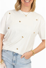 21Jewelz T-Shirt met stud hartjes - wit