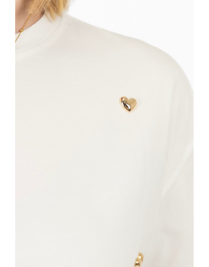21Jewelz T-Shirt met stud hartjes - wit