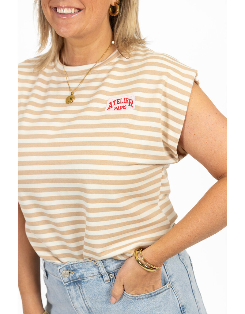 21Jewelz Atelier t-shirt gestreept - beige