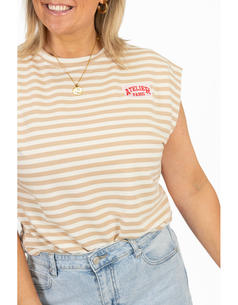 21Jewelz Atelier t-shirt gestreept - beige