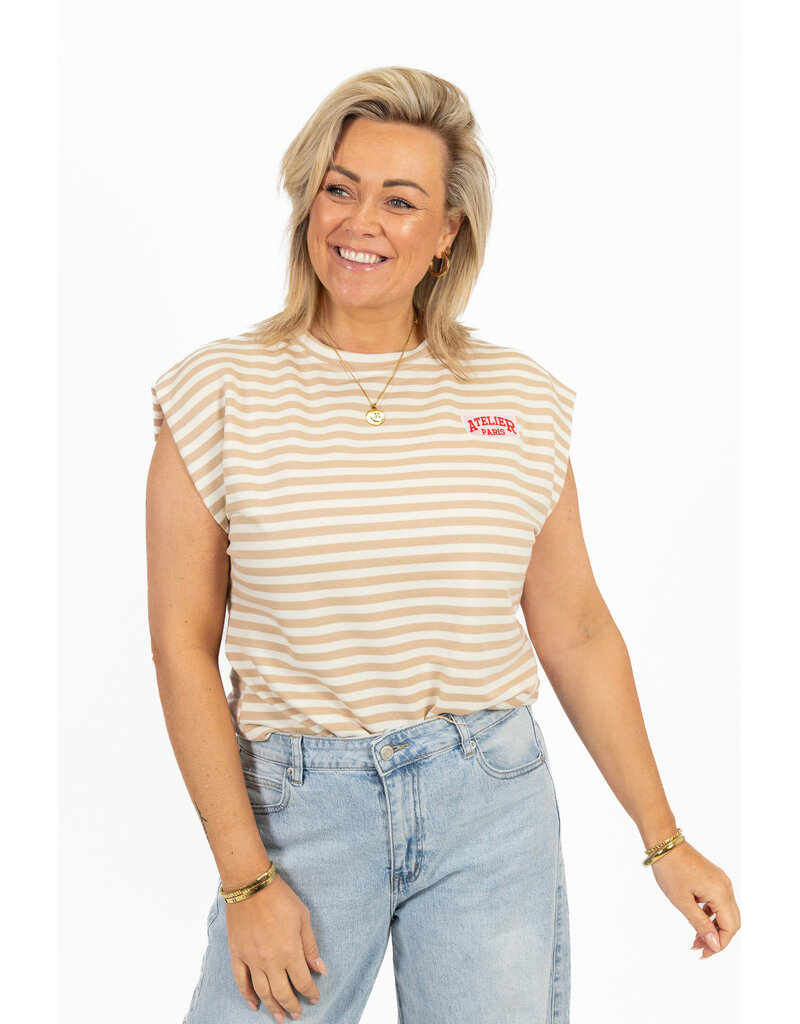 21Jewelz Atelier t-shirt gestreept - beige