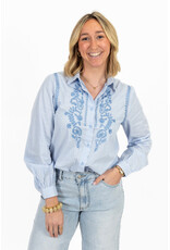21Jewelz Blouse met strepen en borduursel - blauw/wit