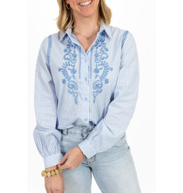 21Jewelz Blouse met strepen en borduursel - blauw/wit