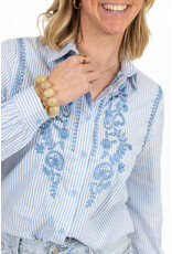 21Jewelz Blouse met strepen en borduursel - blauw/wit