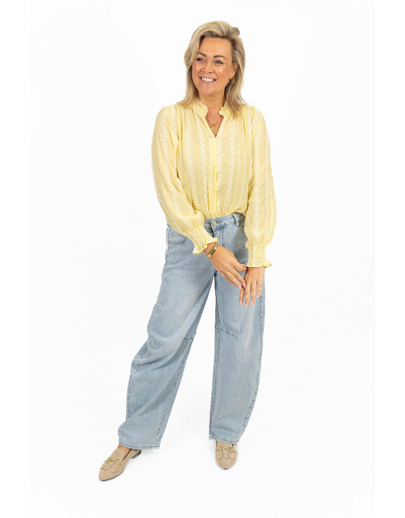 21Jewelz Geborduurde blouse met knoopjes - geel