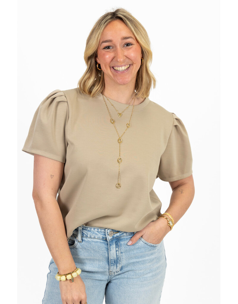 21Jewelz Sweatshirt met pofmouw - taupe