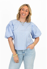 21Jewelz Gestreepte ballon blouse - blauw
