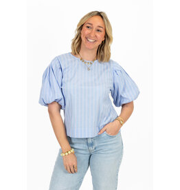 21Jewelz Gestreepte ballon blouse - blauw