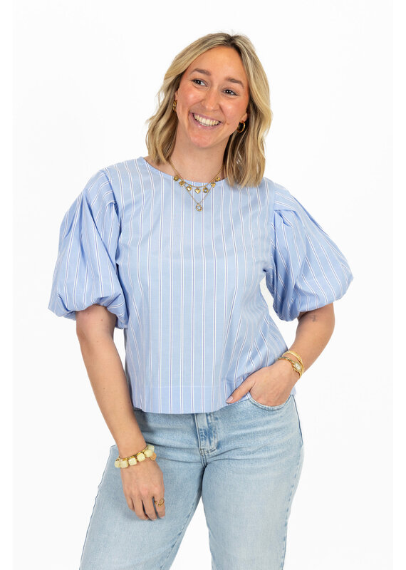 21Jewelz Gestreepte ballon blouse - blauw