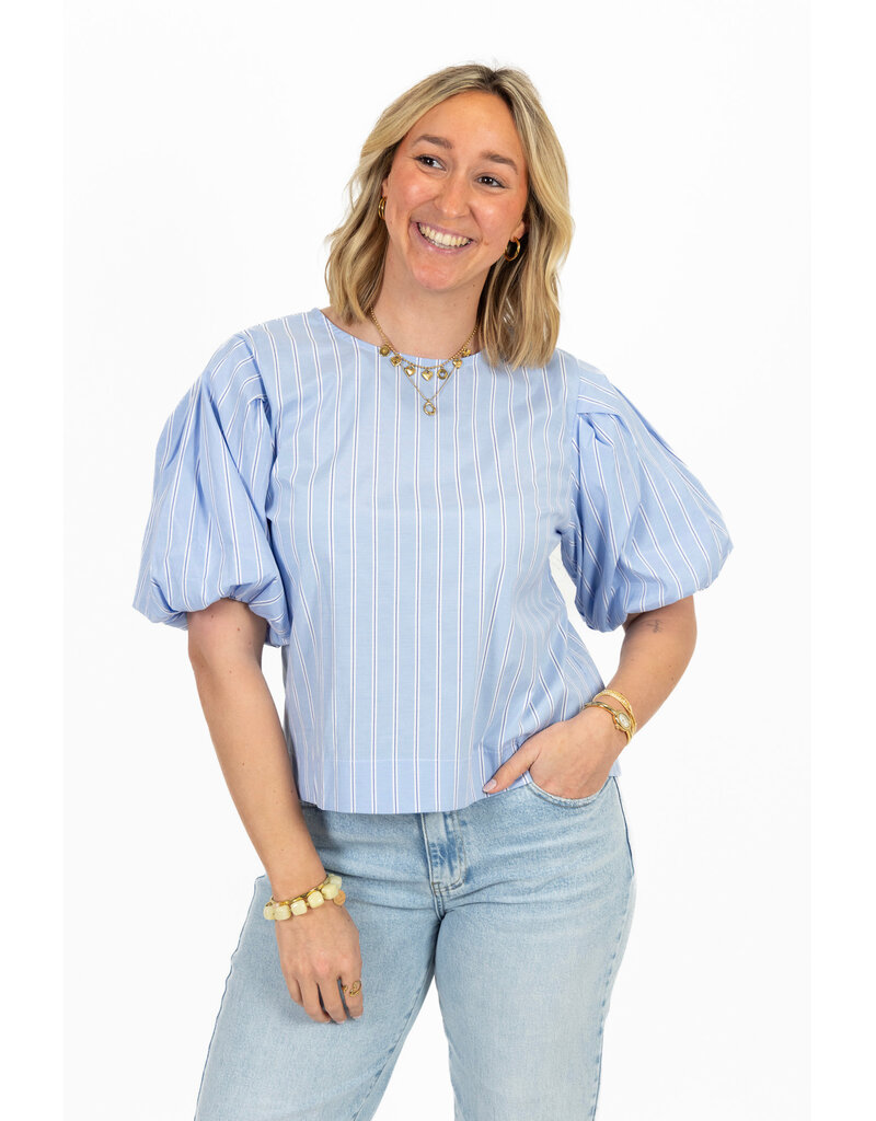 21Jewelz Gestreepte ballon blouse - blauw