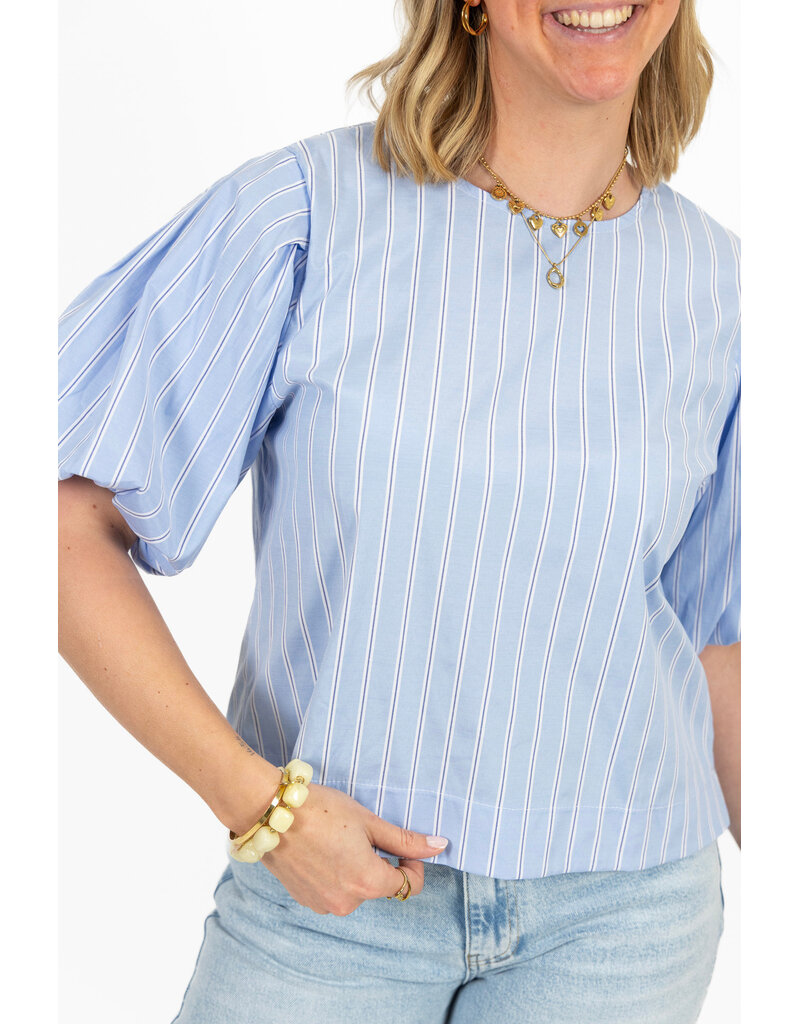 21Jewelz Gestreepte ballon blouse - blauw