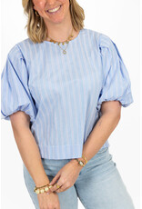 21Jewelz Gestreepte ballon blouse - blauw