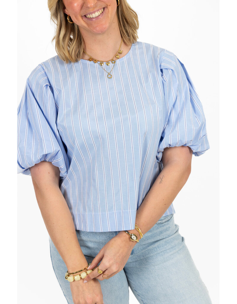 21Jewelz Gestreepte ballon blouse - blauw