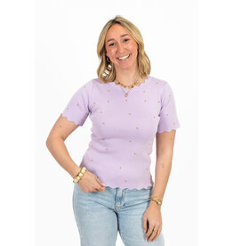 21Jewelz Zigzag shirt met gouden studs - lila