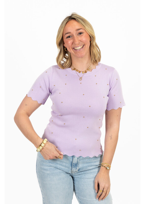 21Jewelz Zigzag shirt met gouden studs - lila