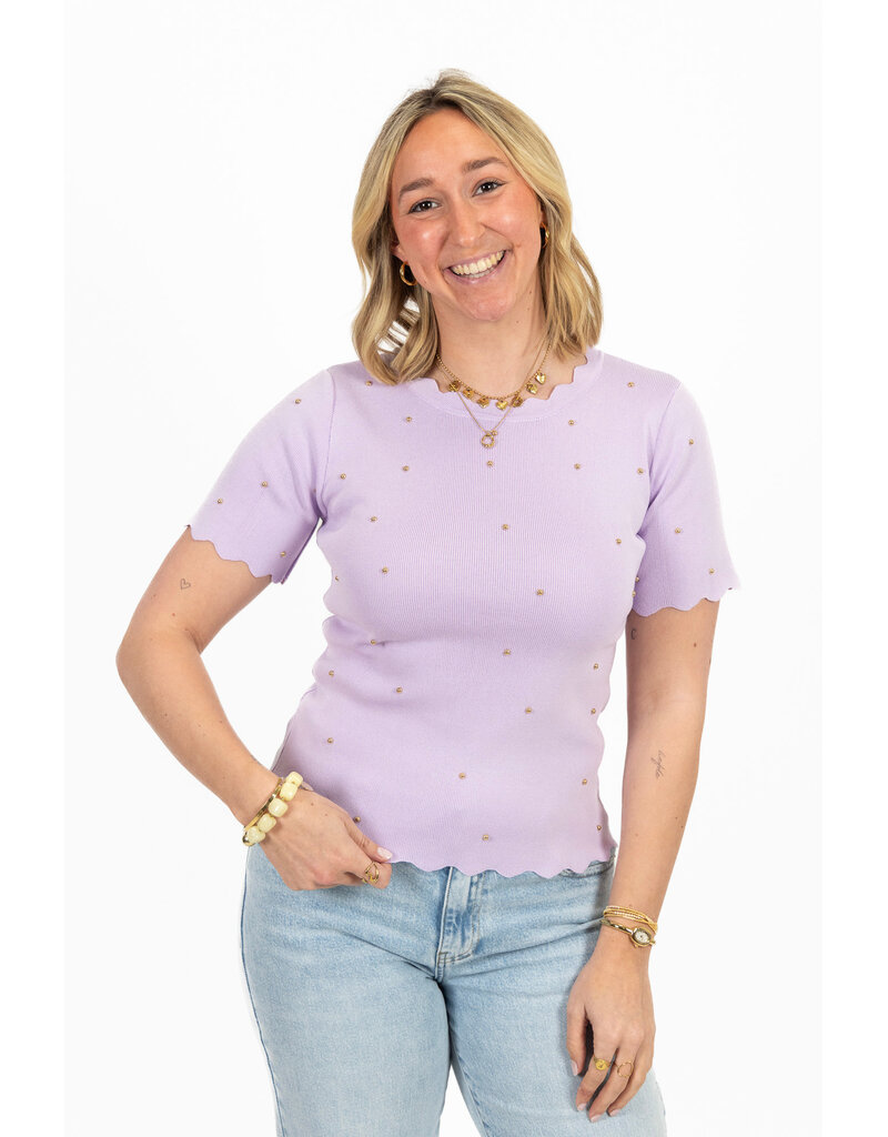 21Jewelz Zigzag shirt met gouden studs - lila