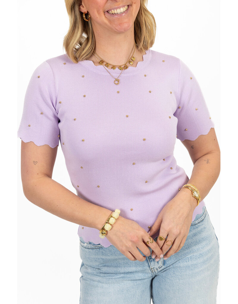 21Jewelz Zigzag shirt met gouden studs - lila