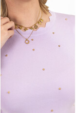 21Jewelz Zigzag shirt met gouden studs - lila