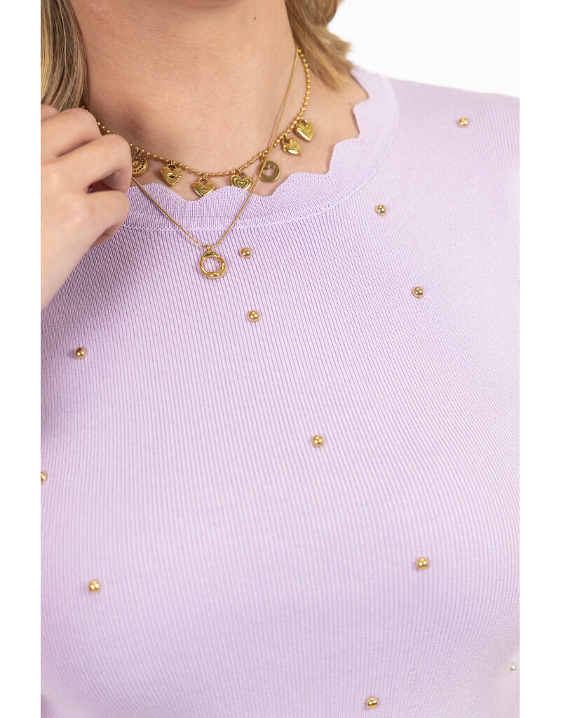 21Jewelz Zigzag shirt met gouden studs - lila
