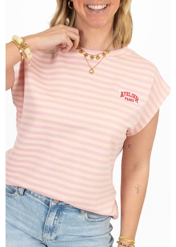 21Jewelz Atelier t-shirt gestreept - roze