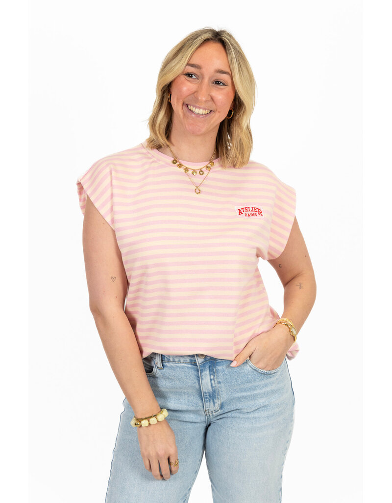 21Jewelz Atelier t-shirt gestreept - roze