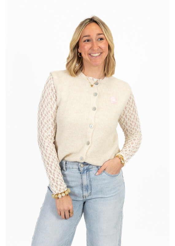 21Jewelz Wollig gilet met embleem - ecru