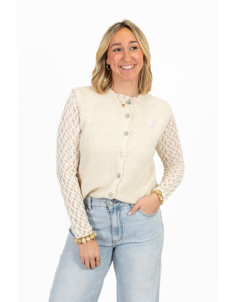 21Jewelz Wollig gilet met embleem - ecru