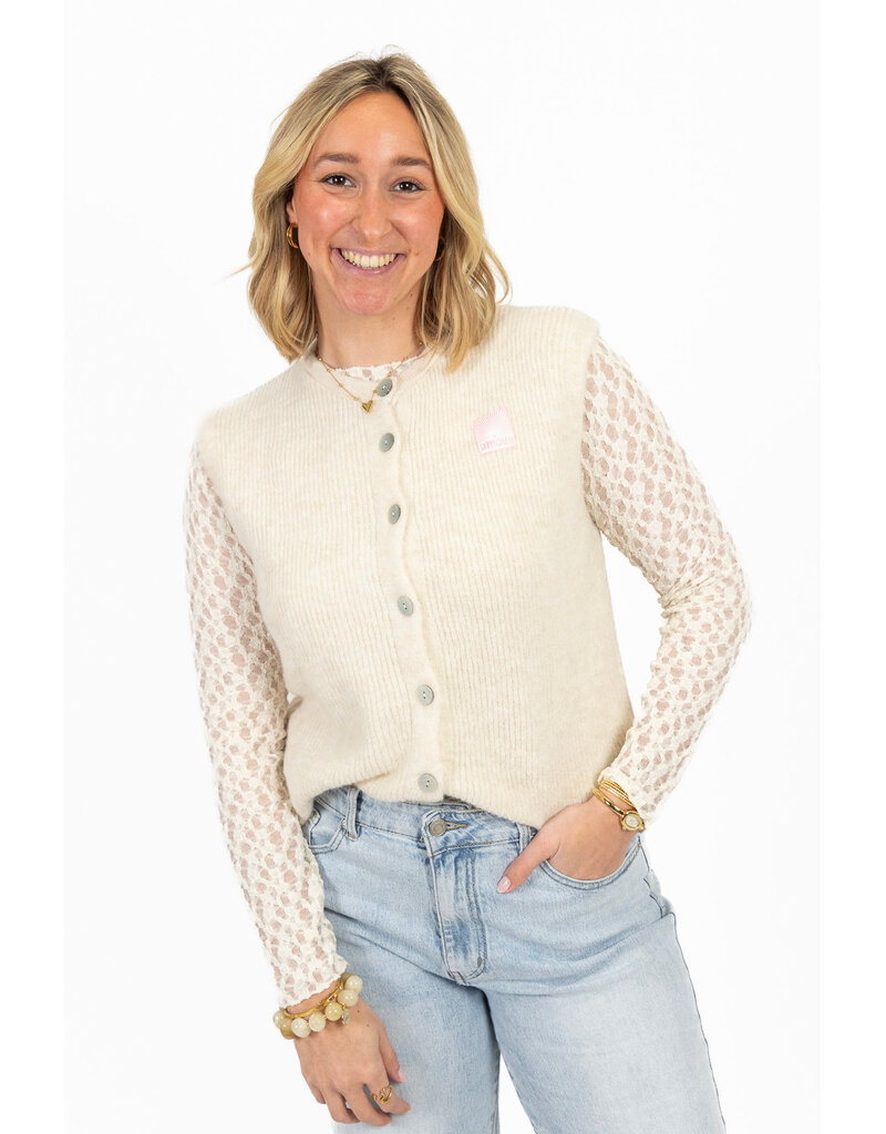 21Jewelz Wollig gilet met embleem - ecru