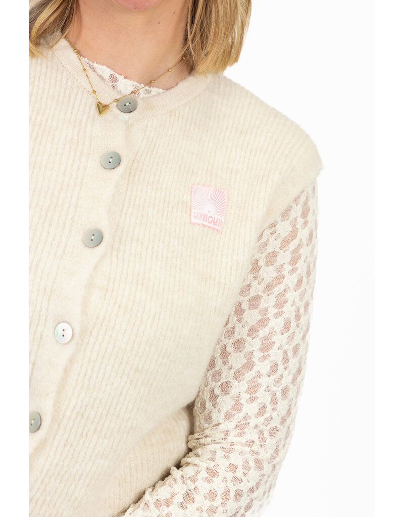 21Jewelz Wollig gilet met embleem - ecru