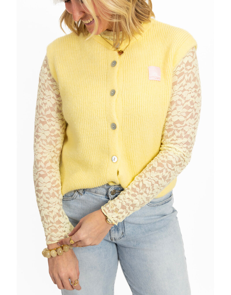 21Jewelz Wollig gilet met embleem - geel