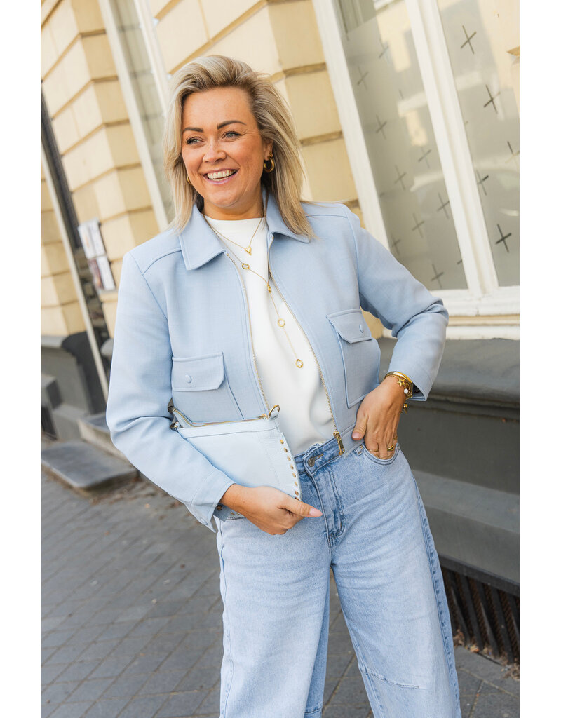 21Jewelz Kort effen jasje met zakken - blauw