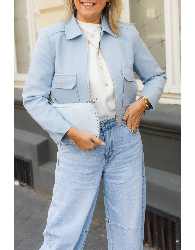 21Jewelz Kort effen jasje met zakken - blauw