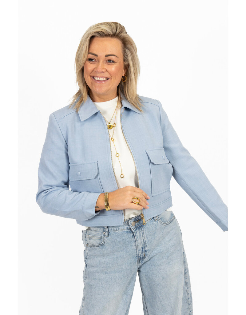 21Jewelz Kort effen jasje met zakken - blauw