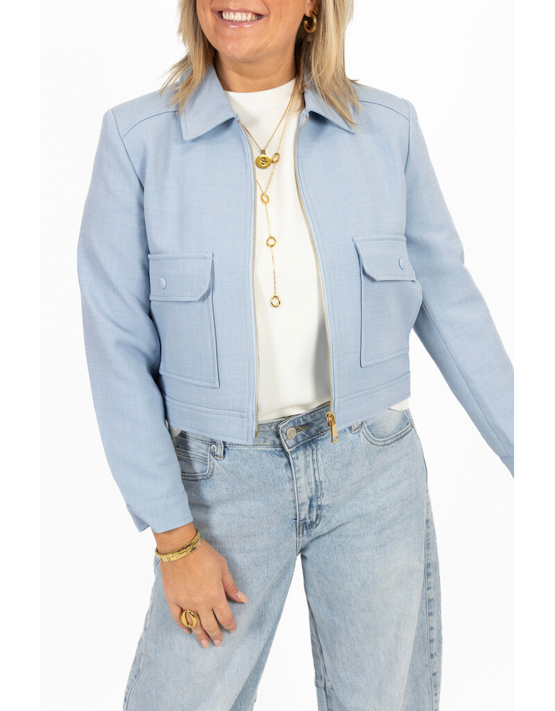 21Jewelz Kort effen jasje met zakken - blauw