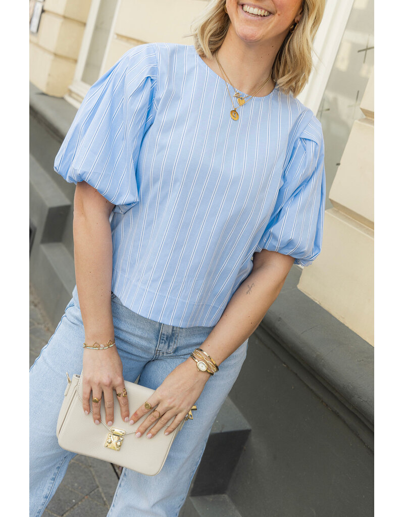 21Jewelz Gestreepte ballon blouse - blauw