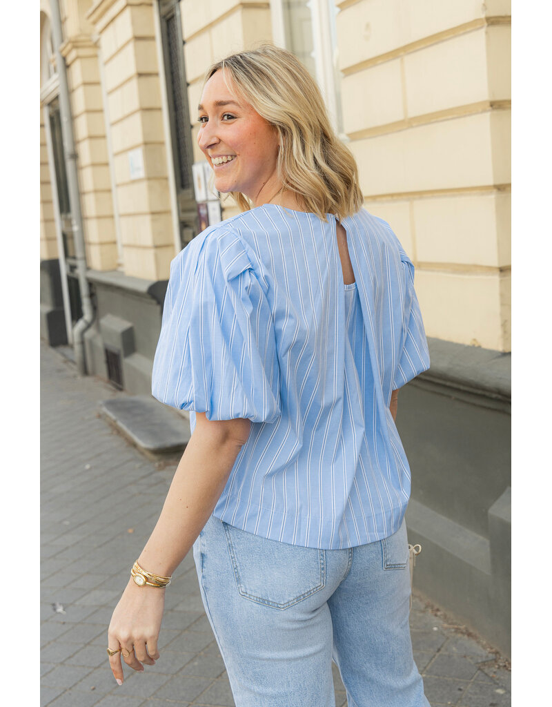 21Jewelz Gestreepte ballon blouse - blauw