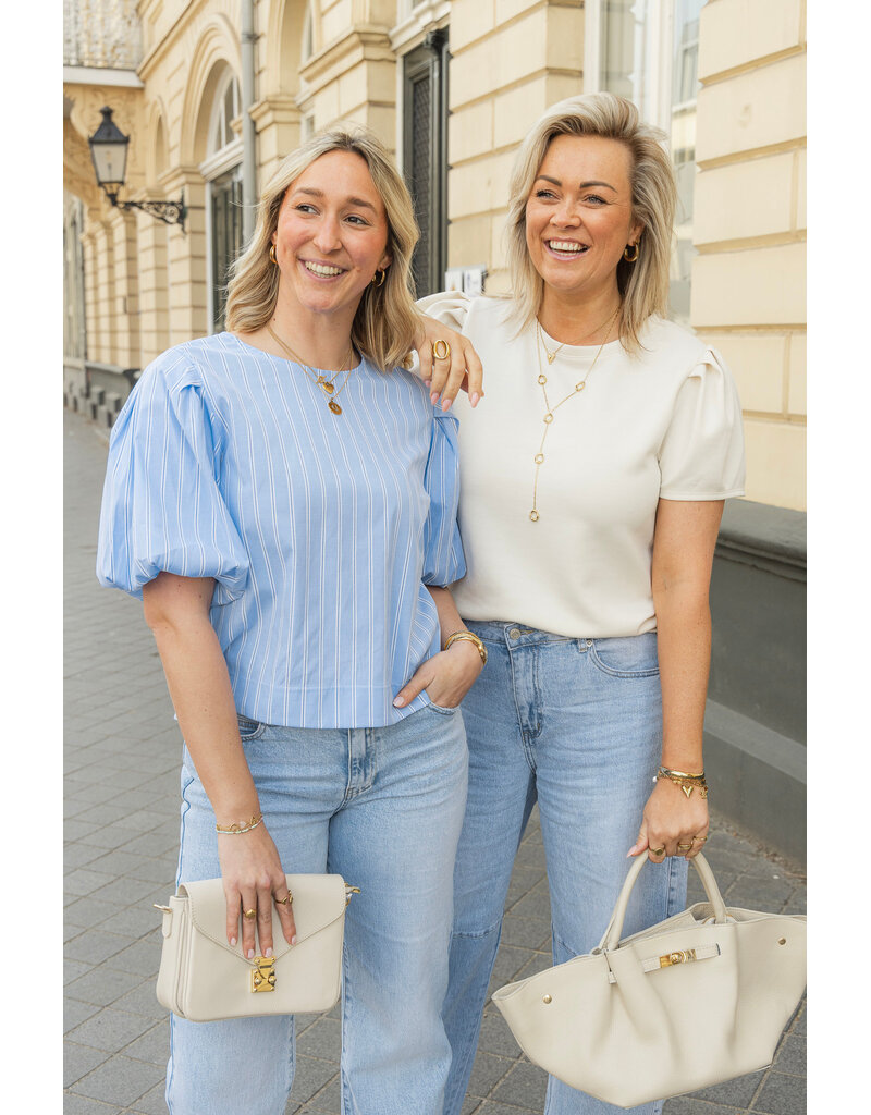 21Jewelz Gestreepte ballon blouse - blauw