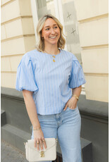 21Jewelz Gestreepte ballon blouse - blauw