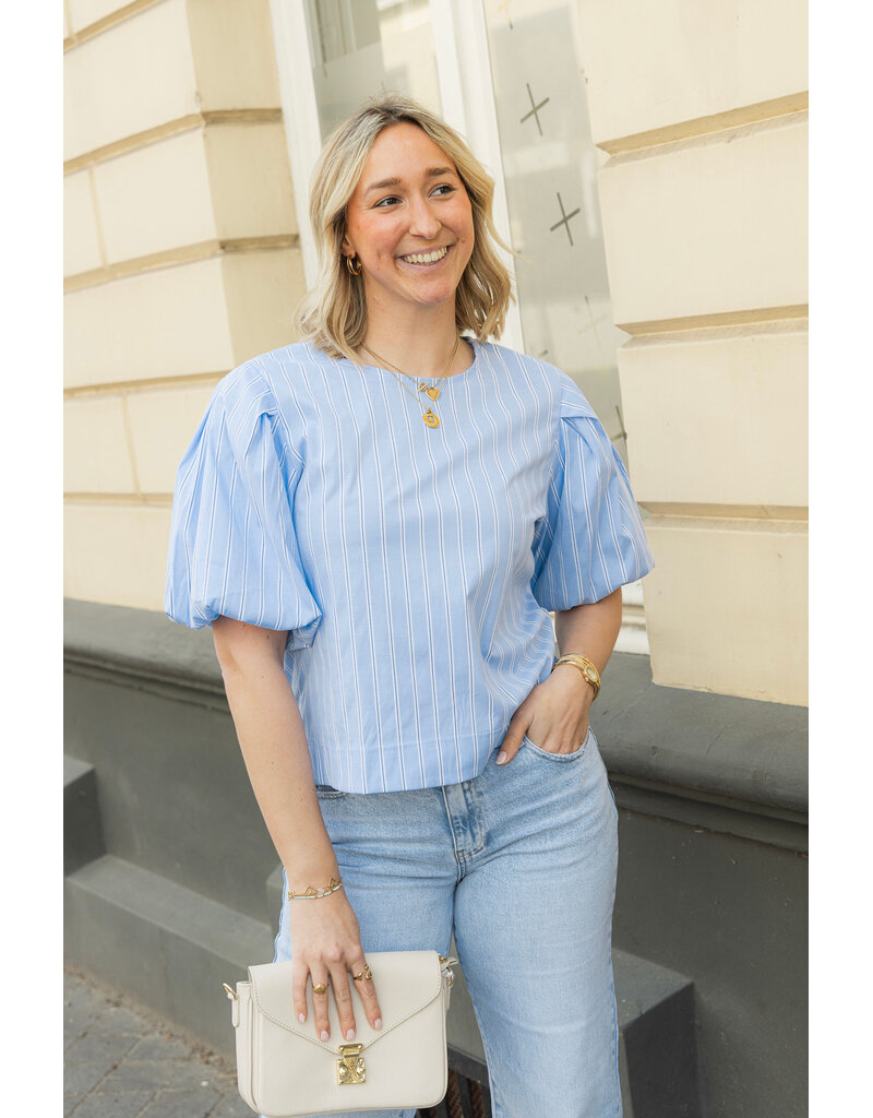 21Jewelz Gestreepte ballon blouse - blauw