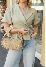 21Jewelz Blazer met korte mouwen & knoopdetail - groen