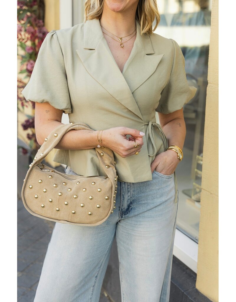 21Jewelz Blazer met korte mouwen & knoopdetail - groen