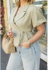 21Jewelz Blazer met korte mouwen & knoopdetail - groen