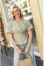 21Jewelz Blazer met korte mouwen & knoopdetail - groen