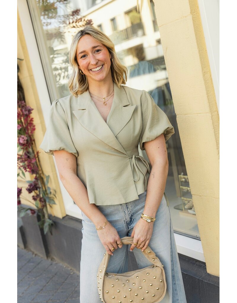 21Jewelz Blazer met korte mouwen & knoopdetail - groen