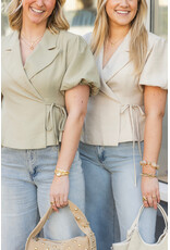 21Jewelz Blazer met korte mouwen & knoopdetail - beige