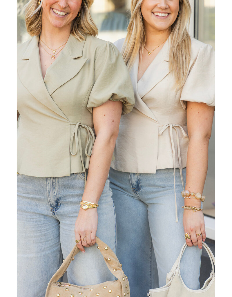 21Jewelz Blazer met korte mouwen & knoopdetail - beige